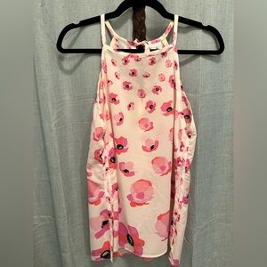 CAbi pink poppies chiffon tank - M